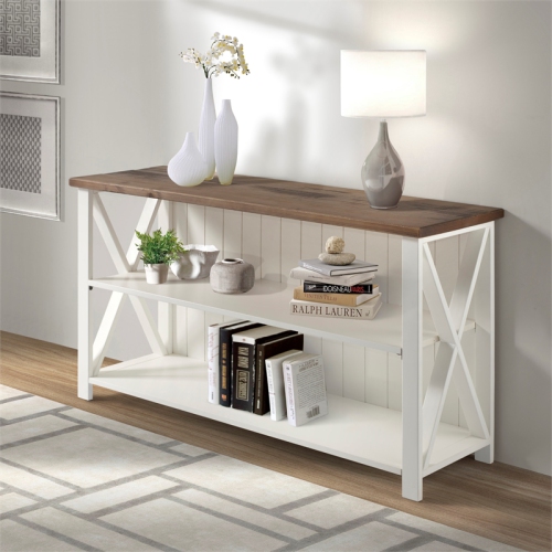 Bowery Hill 52" Solid Wood Farmhouse Storage Console in White
