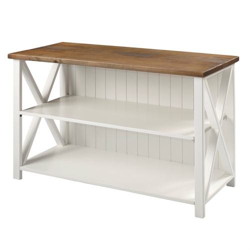 Bowery Hill 52" Solid Wood Farmhouse Storage Console in White