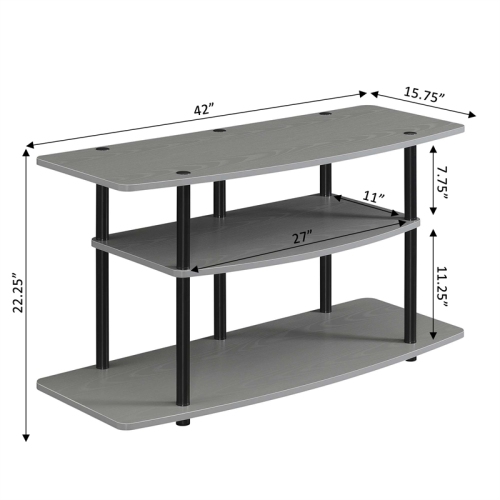 Convenience Concepts Designs2Go Three-Tier Wide TV Stand in Gray Wood Finish