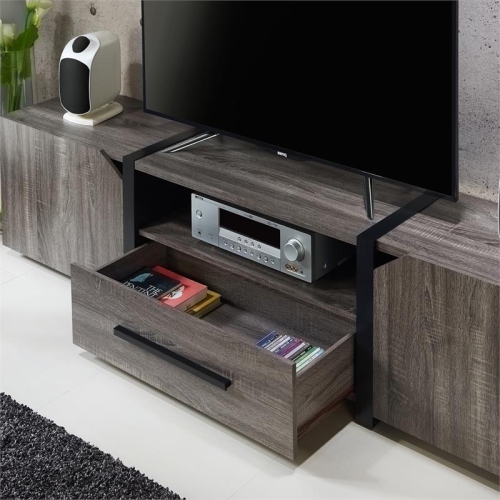 Furniture of America Diego Rustic Wood 81.5-Inch TV Stand in Distressed Gray