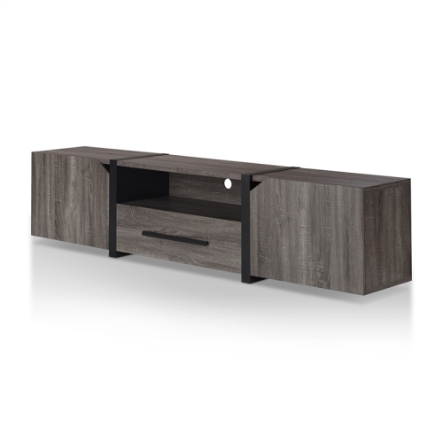 Furniture of America Diego Rustic Wood 81.5-Inch TV Stand in Distressed Gray
