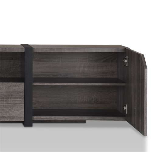 Furniture of America Diego Rustic Wood 81.5-Inch TV Stand in Distressed Gray