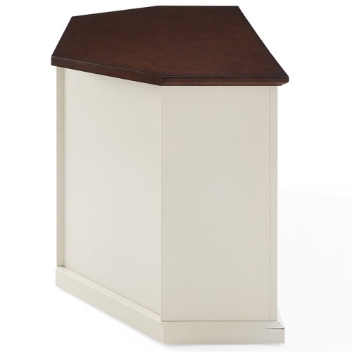 Pemberly Row 60" Corner TV Stand in White and Mahogany