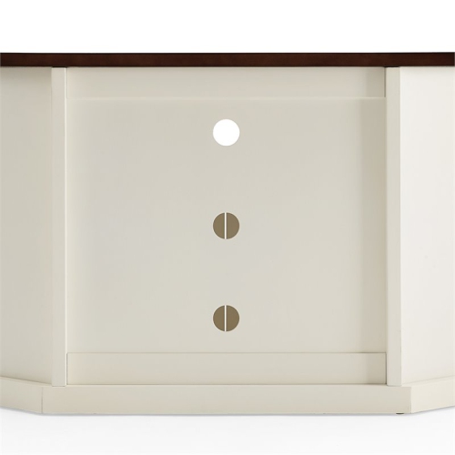 Pemberly Row 60" Corner TV Stand in White and Mahogany
