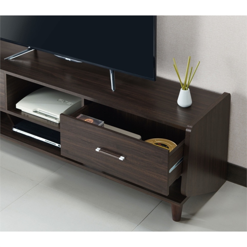 Furniture of America Waggoner Wood 70-Inch TV Stand in Brown Wenge