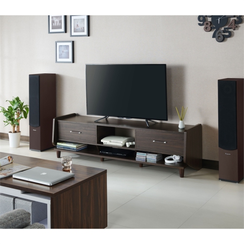 Furniture of America Waggoner Wood 70-Inch TV Stand in Brown Wenge