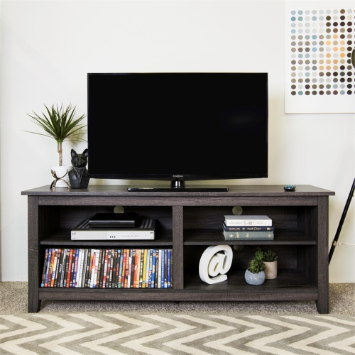 Pemberly Row 58" Wood TV Stand Media Console in Charcoal