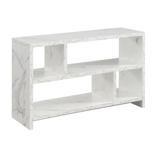 CONVENIENCE CONCEPTS Northfield Tv Stand Console With Shelves In White Faux Marble Wood Finish