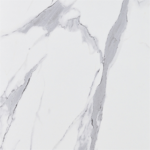 Northfield TV Stand Console with Shelves in White Faux Marble Wood Finish