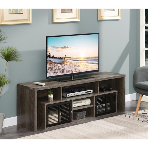 Lexington 60-inch TV Stand with Storage Cabinets and Shelves in Gray Wood Finish