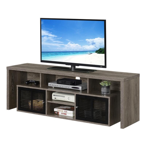 Lexington 60-inch TV Stand with Storage Cabinets and Shelves in Gray Wood Finish