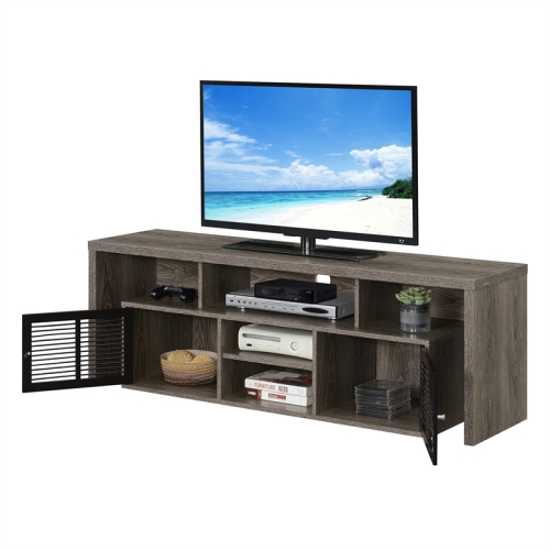 Lexington 60-inch TV Stand with Storage Cabinets and Shelves in Gray Wood Finish