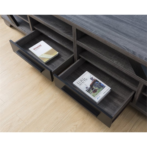 Furniture of America Dixon Rustic Wood 82-Inch TV Stand in Distressed Gray