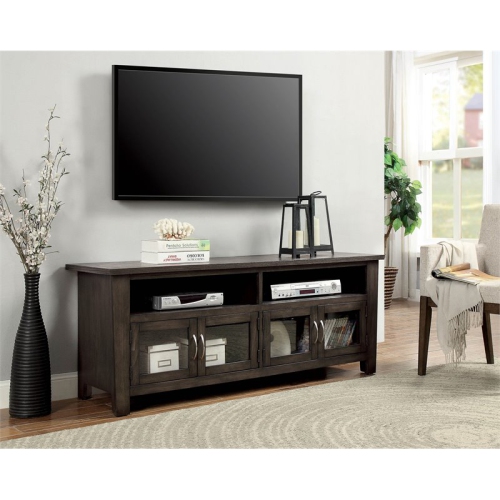 FURNITURE OF AMERICA  Madeline Transitional Solid Wood 60-Inch Tv Stand In In Gray