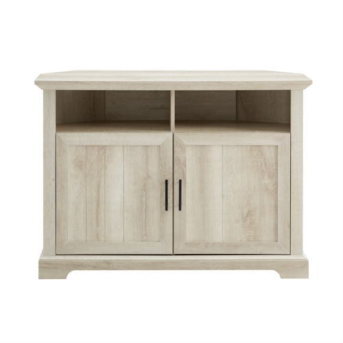Pemberly Row Grooved Door Corner 50" TV Console in White Oak