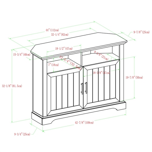 Pemberly Row Grooved Door Corner 50" TV Console in White Oak