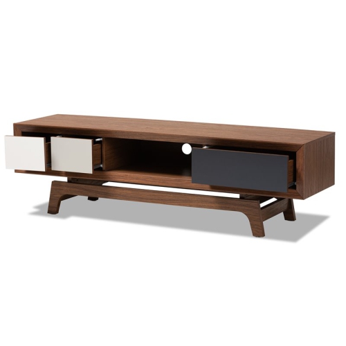 Baxton Studio Svante Mid-Century 3-Drawer Wood TV Stand in Brown