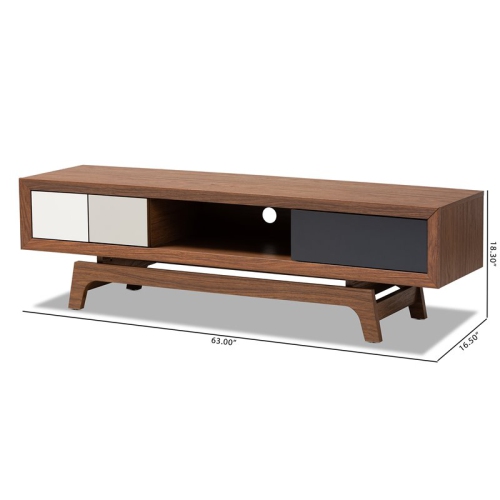 Baxton Studio Svante Mid-Century 3-Drawer Wood TV Stand in Brown