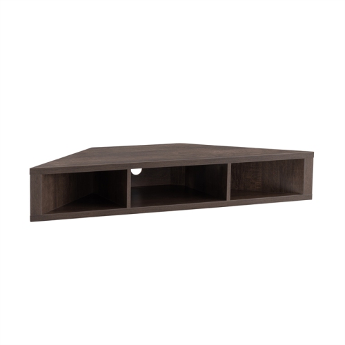 Bowery Hill Corner Wood Floating 42" TV Stand in Walnut Oak