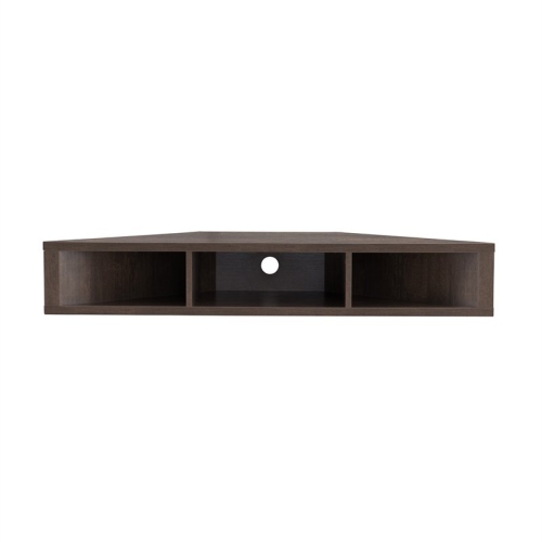 Bowery Hill Corner Wood Floating 42" TV Stand in Walnut Oak