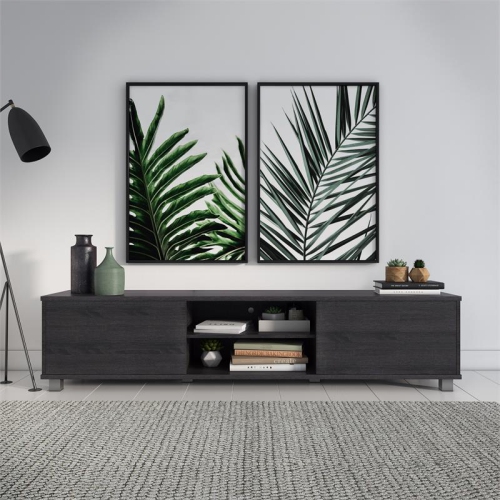 CorLiving Hollywood Dark Gray Wood Grain TV Stand - for TVs up to 85"