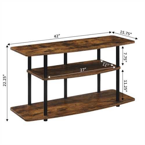 Convenience Concepts Designs2Go Three-Tier Wide TV Stand in Nutmeg Wood Finish