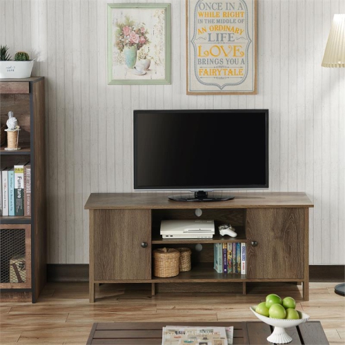 Furniture of America Knisler Transitional Wood 47" TV Stand in Distressed Walnut