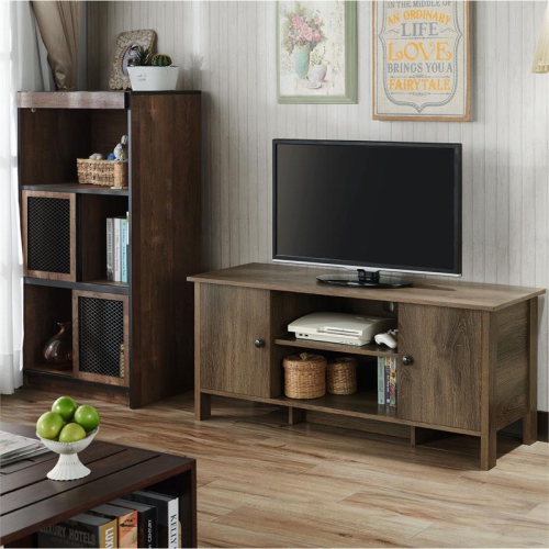 Furniture of America Knisler Transitional Wood 47" TV Stand in Distressed Walnut