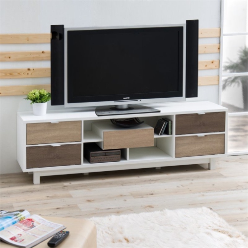 Furniture of America Aaron Contemporary Wood 71-inch TV Stand in White