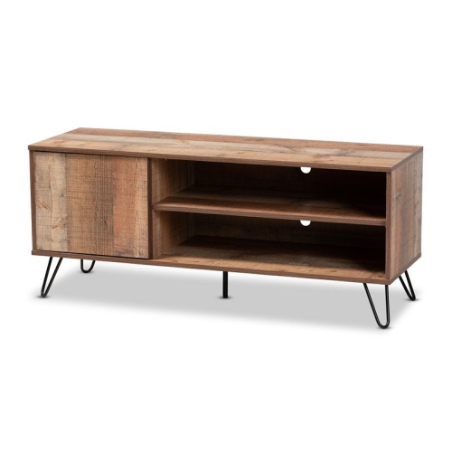 BAXTON STUDIO  Iver 1-Door Wood Tv Stand In Rustic Oak