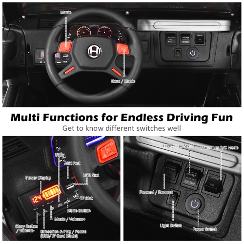 Topbuy 12V Electric Kids Ride On Truck Toys 2 Seater Jeep Car With Remote Control