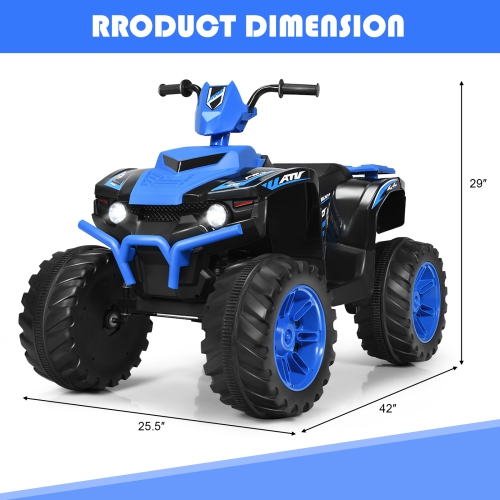 Topbuy 12V Electric Kids Quad ATV Ride on Car with LED Lights& Bluetooth Navy
