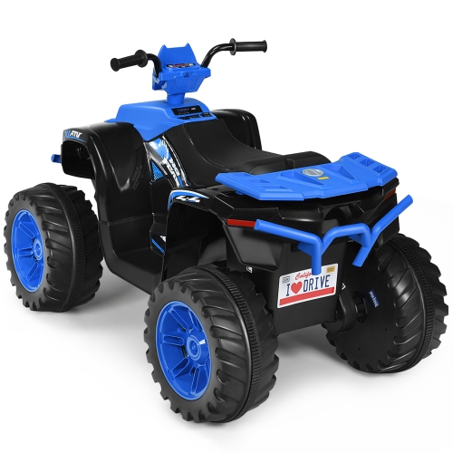 Topbuy 12V Electric Kids Quad ATV Ride on Car with LED Lights& Bluetooth Navy