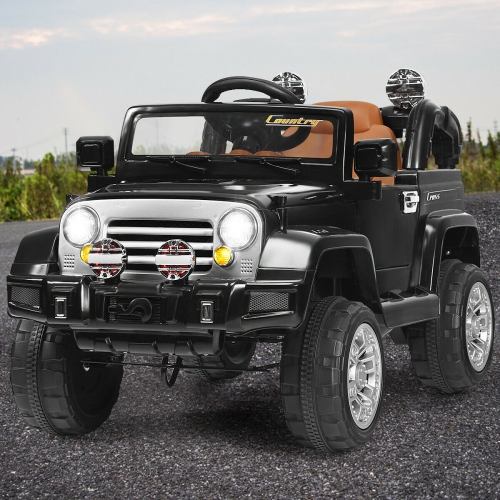 Topbuy 12V Electric Toy Car Kids Ride On Truck w/ RC Remote Control Lights Music MP3 Black