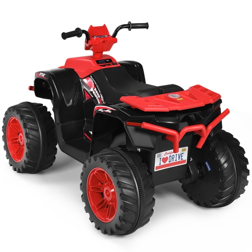 Topbuy 12V Electric Kids Quad ATV Ride on Car with LED Lights& Bluetooth Red