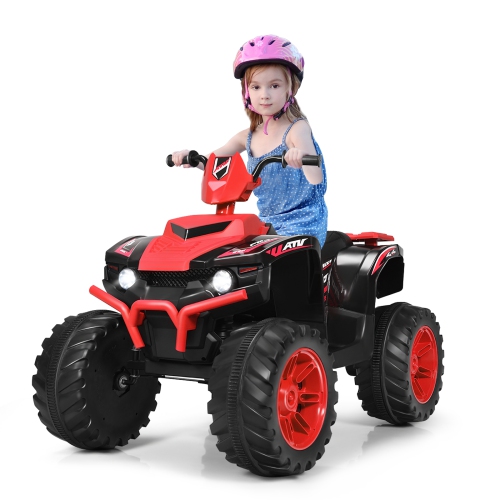 Topbuy 12V Electric Kids Quad ATV Ride on Car with LED Lights& Bluetooth Red