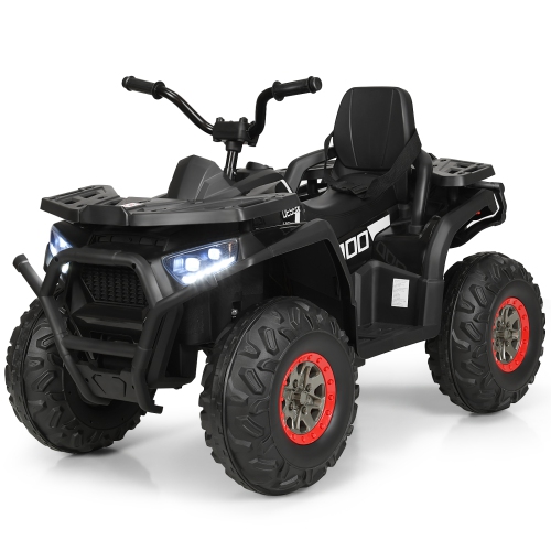 Topbuy 12V Kids Electric Ride On Car Toy 4-Wheeler ATV Quad with LED Lights Black
