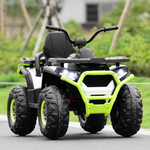Topbuy 12V Kids Electric Ride On Car Toy 4-Wheeler ATV Quad with LED Lights White