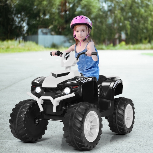 Topbuy 12V Electric Kids Quad ATV Ride on Car with LED Lights& Bluetooth White