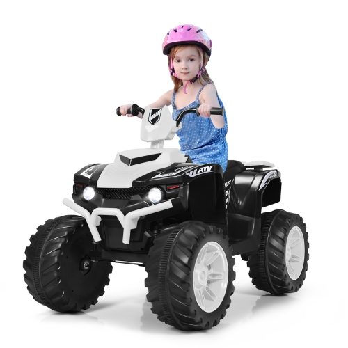 Topbuy 12V Electric Kids Quad ATV Ride on Car with LED Lights& Bluetooth White