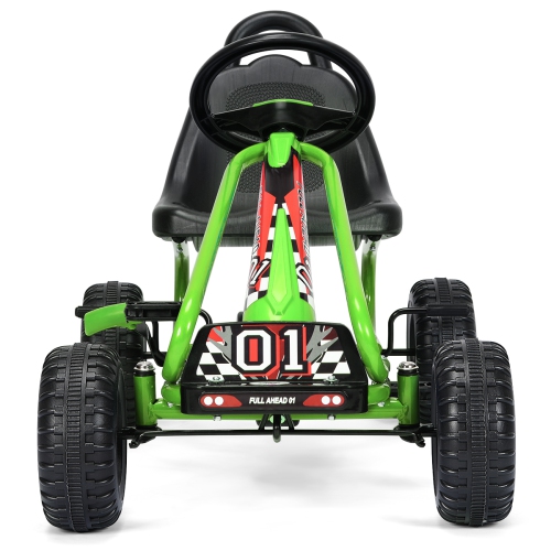 Topbuy 4-Wheel Kids Pedal Powered Ride on Go Kart With Adjustable Seat & Handbrake Blue/Green/Red
