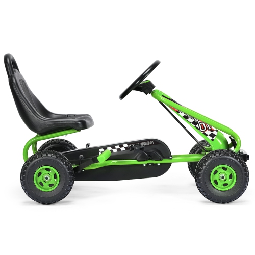 Topbuy 4-Wheel Kids Pedal Powered Ride on Go Kart With Adjustable Seat & Handbrake Blue/Green/Red