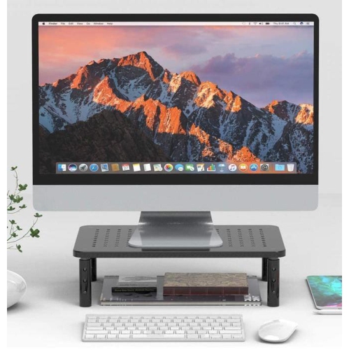 Height Adjustable Monitor Stand Riser for Desk,PC Gaming Monitor Elevator Laptop Stand with Sturdy Black Metal Construction