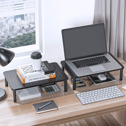 Height Adjustable Monitor Stand Riser for Desk,PC Gaming Monitor Elevator Laptop Stand with Sturdy Black Metal Construction