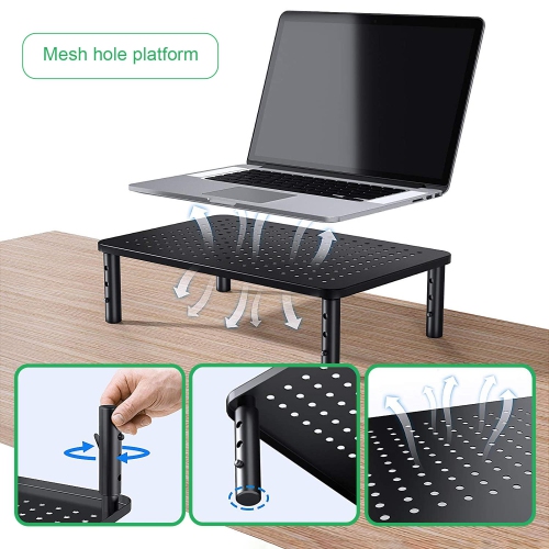 Height Adjustable Monitor Stand Riser for Desk,PC Gaming Monitor Elevator Laptop Stand with Sturdy Black Metal Construction