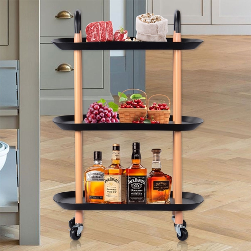 3 Tier Kichen Rolling Utility Cart Utility Organizer with Wheels For Dinner Kitchen Living Room Bathroom