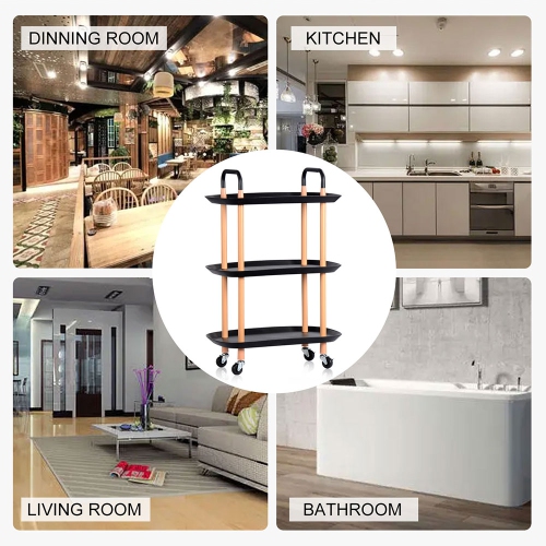 3 Tier Kichen Rolling Utility Cart Utility Organizer with Wheels For Dinner Kitchen Living Room Bathroom