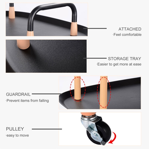 3 Tier Kichen Rolling Utility Cart Utility Organizer with Wheels For Dinner Kitchen Living Room Bathroom