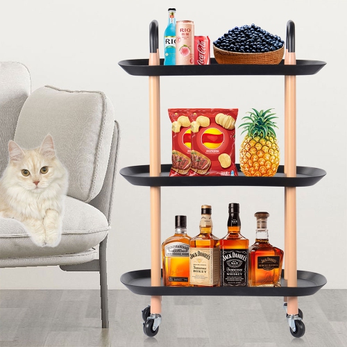 3 Tier Kichen Rolling Utility Cart Utility Organizer with Wheels For Dinner Kitchen Living Room Bathroom