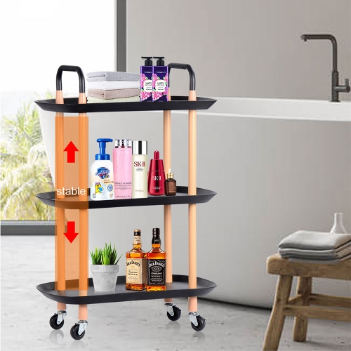 3 Tier Kichen Rolling Utility Cart Utility Organizer with Wheels For Dinner Kitchen Living Room Bathroom